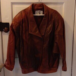 Vintage 100% Genuine Leather large brown jacket